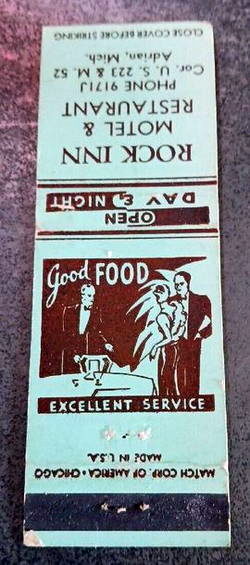 Rock Inn Motel & Restaurant - Matchbook